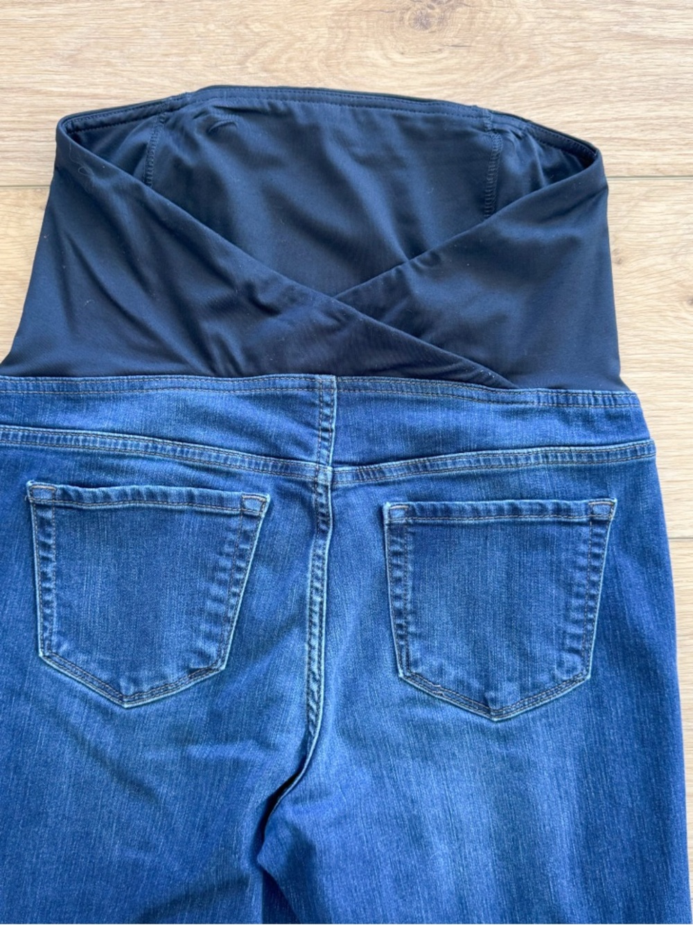 Isabel Maternity by Ingrid & Isabel Dark Blue Denim Jeggings with Belly Band - Picture 3 of 4